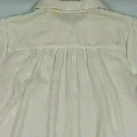 Modcloth Womens Medium Ivory Button Up Blouse Polyester Long Sleeve Ruched Back - Picture 10 of 13